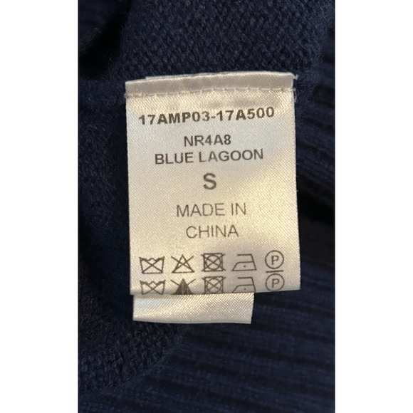 Chloe Women's Blue Lagoon Cashmere Crew Neck Ribbed Trim Sweater Jumper - Small - Picture 4 of 5